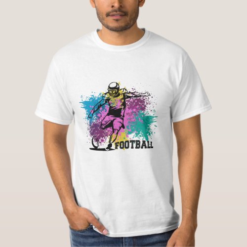 American Football Grungy Color Splashes T_Shirt