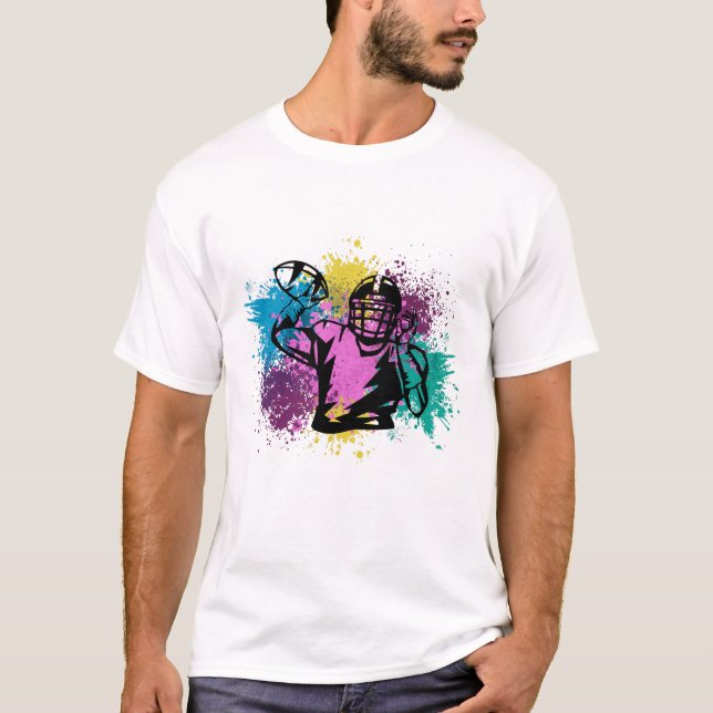 American Football Grungy Color Splashes T-Shirt (Front)