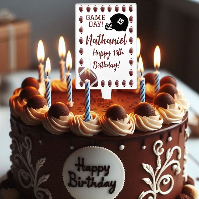American Football Happy Birthday Helmet Cake Topper (Creator Uploaded)