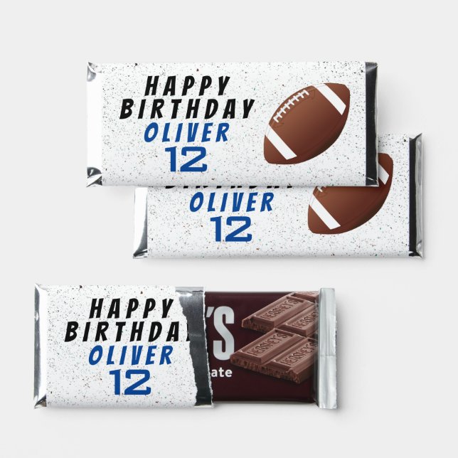 American Football Happy Birthday KIds Name Age Hershey Bar Favors (Front)