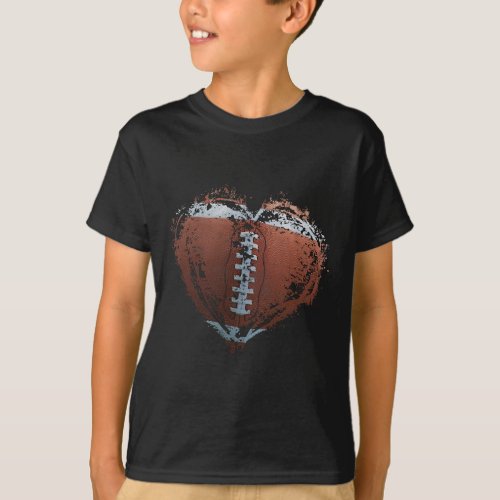 American Football Heart Happy Valentines Day Boys  T_Shirt