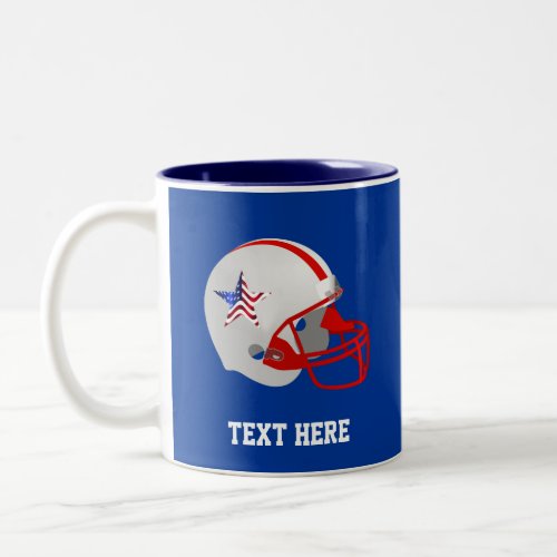 American Football Helmet on Blue Two_Tone Coffee Mug