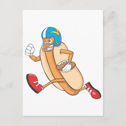 American Football Hotdog Running Postcard