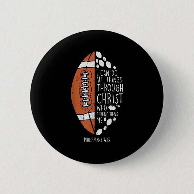 American Football I Can Do Things Bible God Jesus  Button (Front)