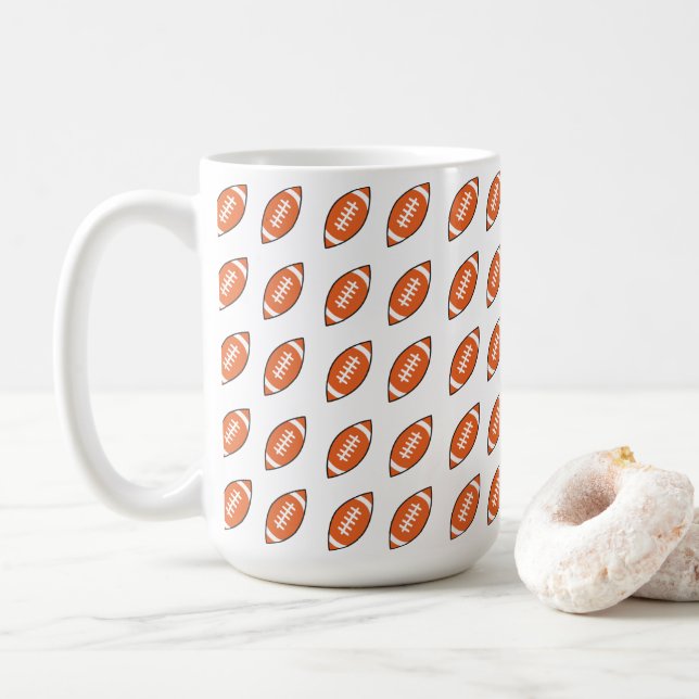American football illustration pattern coffee mug (With Donut)