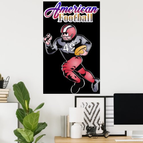 American Football Illustration Poster