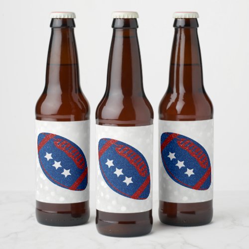 American Football July 4th Glitter Beer Bottle Label