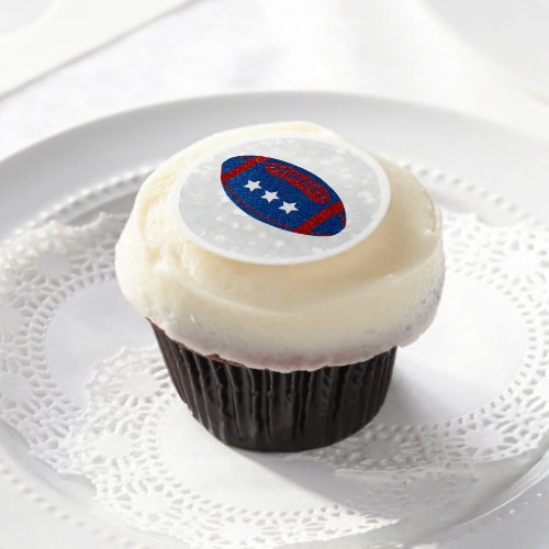 American Football July 4th Glitter Edible Frosting Rounds