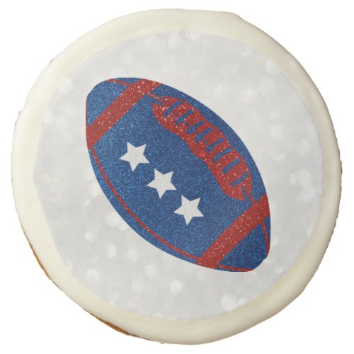 American Football July 4th Glitter Sugar Cookie