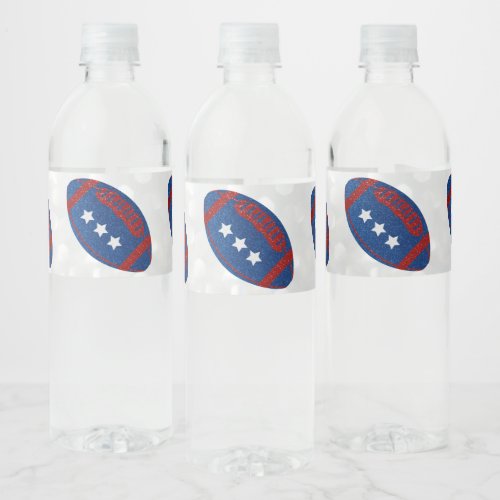 American Football July 4th Glitter Water Bottle Label
