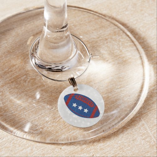 American Football July 4th Glitter Wine Charm