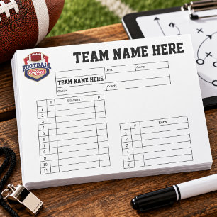 American Football Lineup Cards Notepad