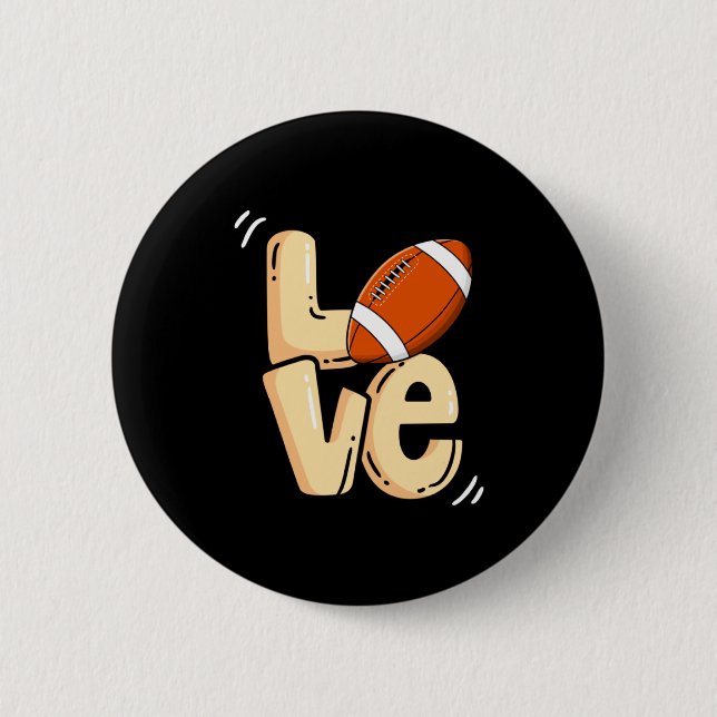 American Football Love Valentines Rugby Srts Pl _1 Button (Front)