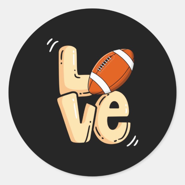 American Football Love Valentines Rugby Srts Pl _1 Classic Round Sticker (Front)