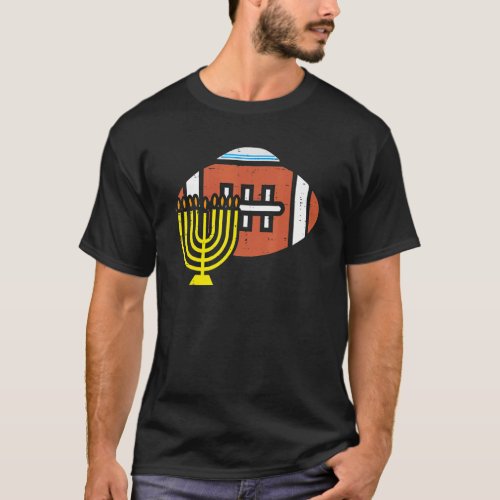 American Football Menorah Hanukkah Chanukah Sports T_Shirt