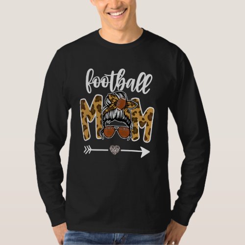 American Football Mom Leopard Cheer Mom Player Gam T_Shirt