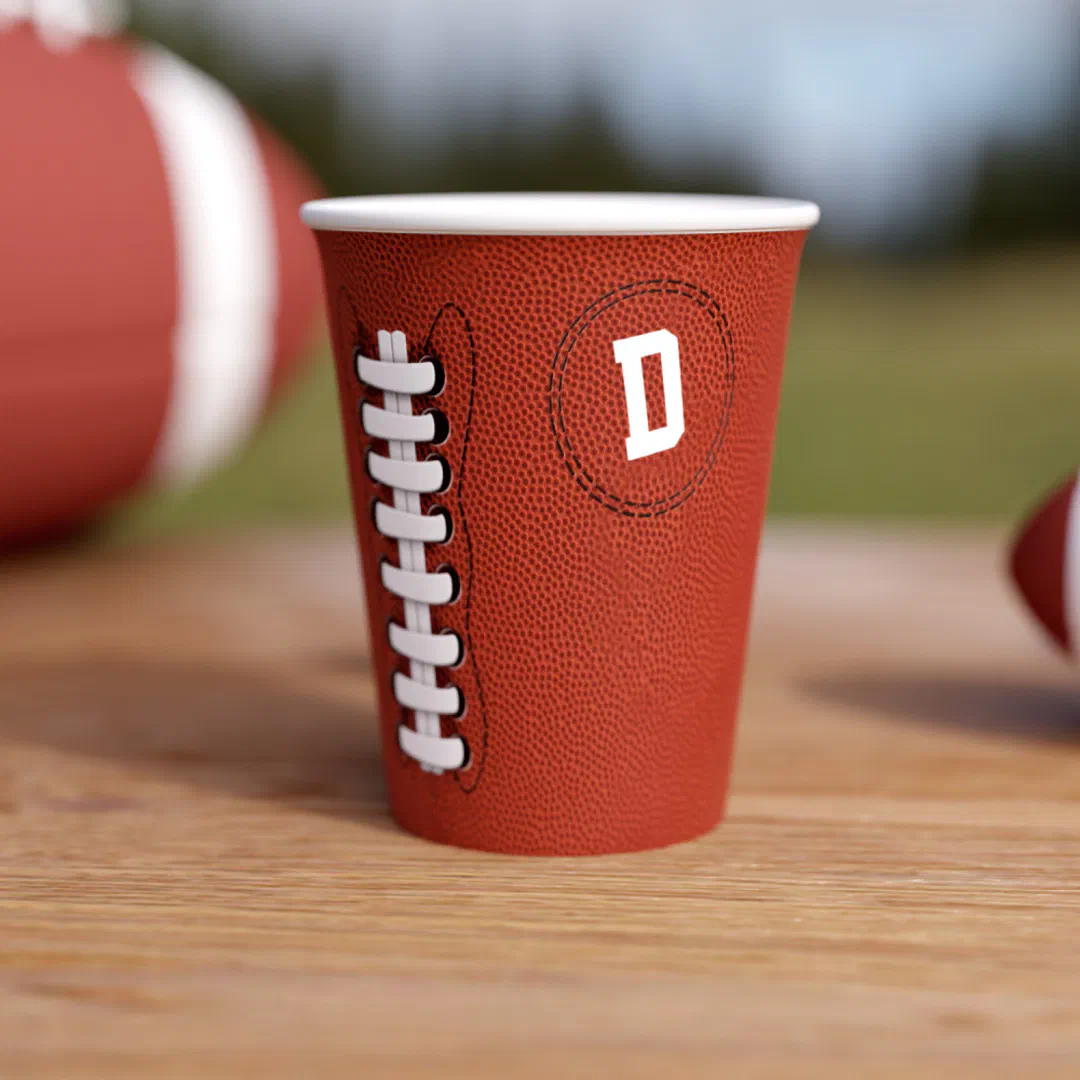American Football Monogram Sports Party Paper Cups
