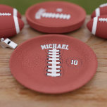 American Football Name Birthday Party Paper Plate<br><div class="desc">Any excuse to throw a party and throw a football too. Have fun with these football inspired paper plates,  you can add your name and age - watch out for the rest of the collection - there's a matching paper cup and napkins too.</div>