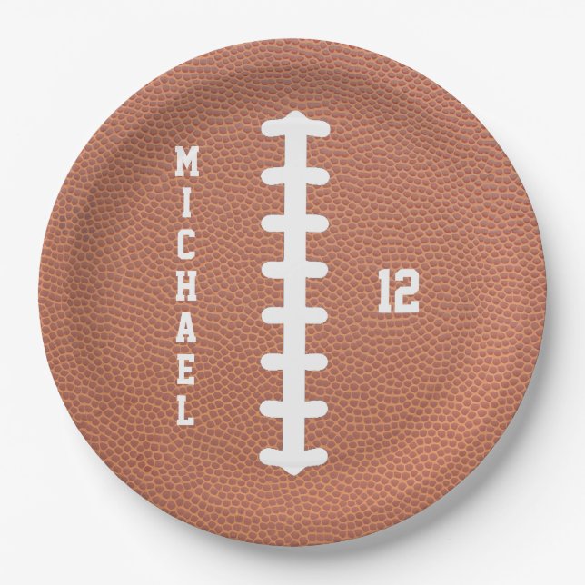 American Football Name Birthday Party Paper Plates (Front)