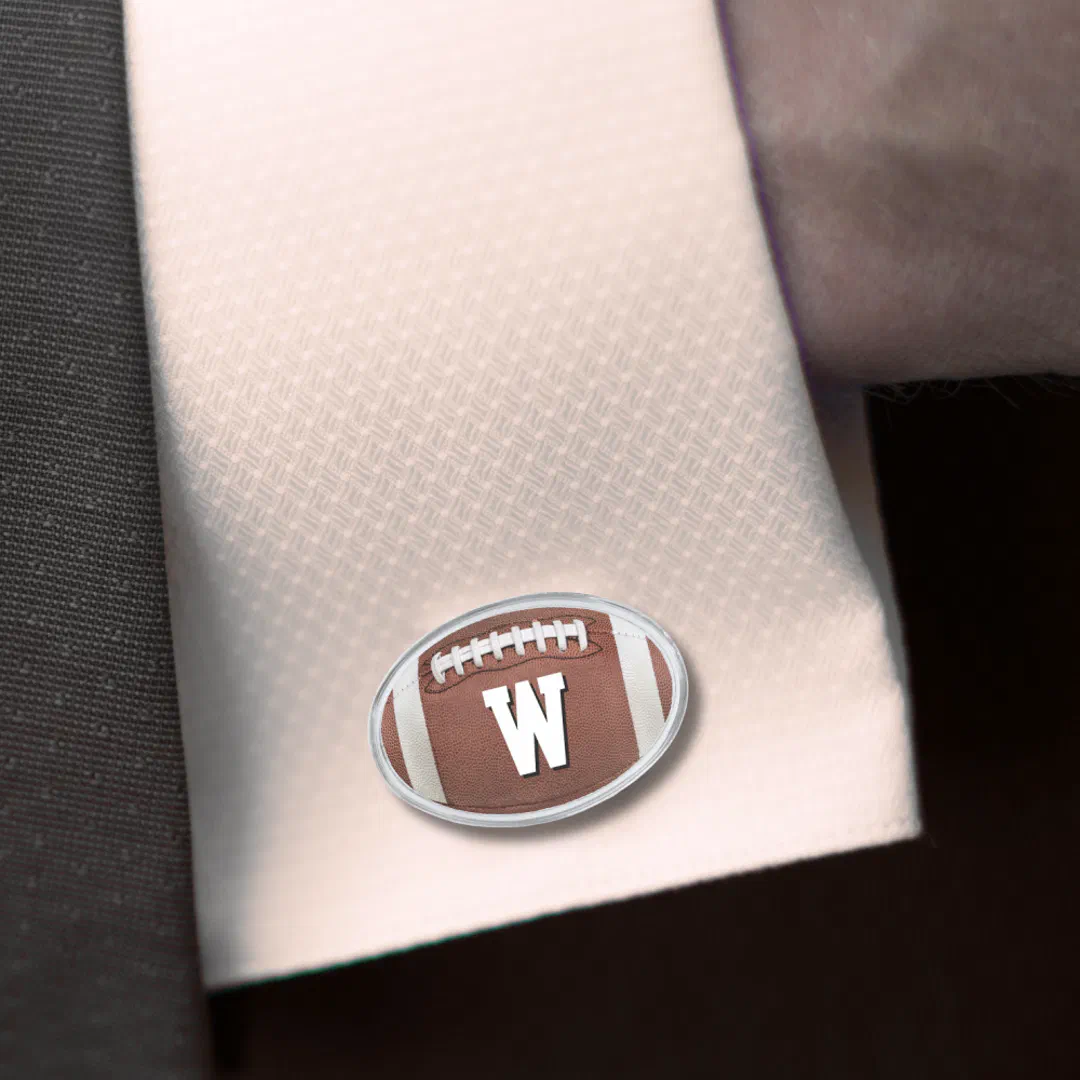 American Football Name Monogram Cufflinks
