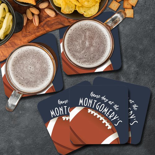 American Football Navy Blue Square Paper Coaster