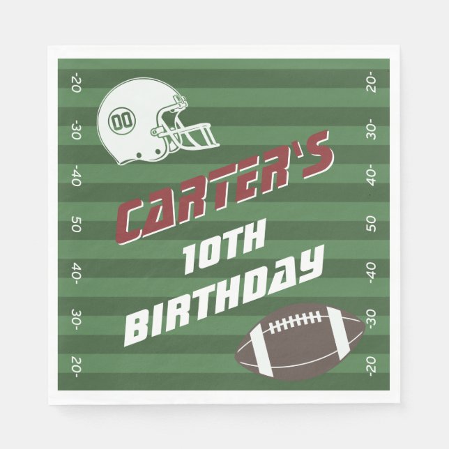 American Football Navy Red, Any Age Birthday Party Napkins (Front)