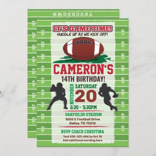 American Football NFL Kids or Adult Birthday Invitation