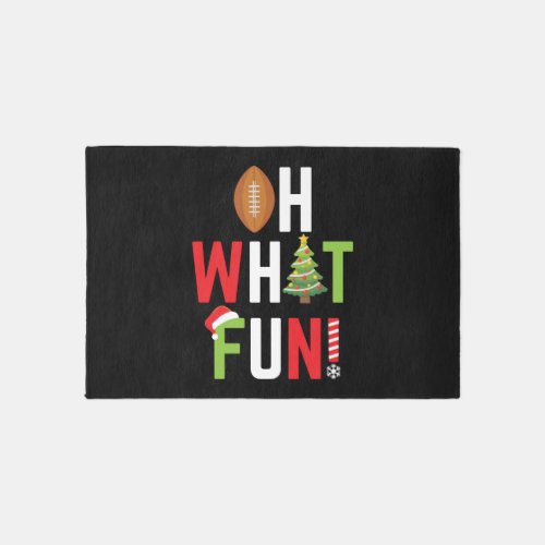 American Football Oh What Fun Holiday Christmas Rug