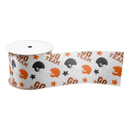 American Football Orange and Black Patterns Satin Ribbon