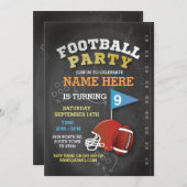 American Football Party Blue Birthday Invitation (Front/Back)