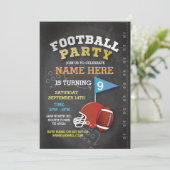 American Football Party Blue Birthday Invitation (Standing Front)