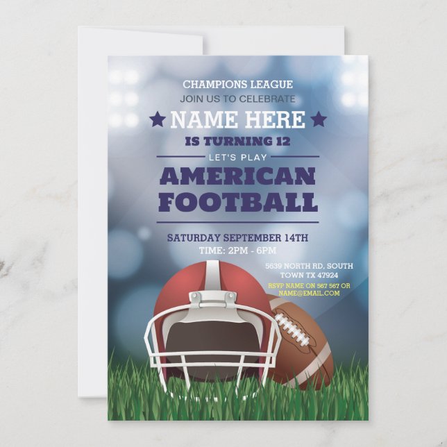 American Football Party Invite Birthday Invitation (Front)