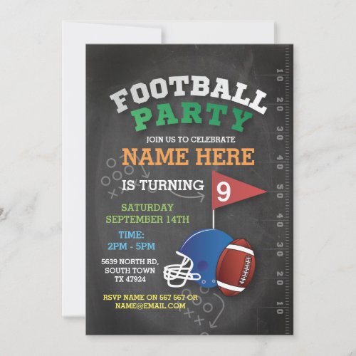 American Football Party Invite Birthday Invitation