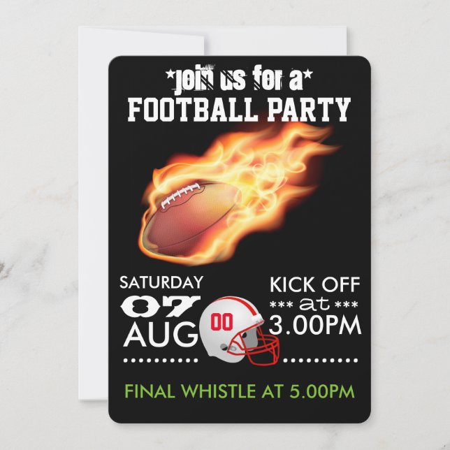 American Football Party Personalized Invitation (Front)