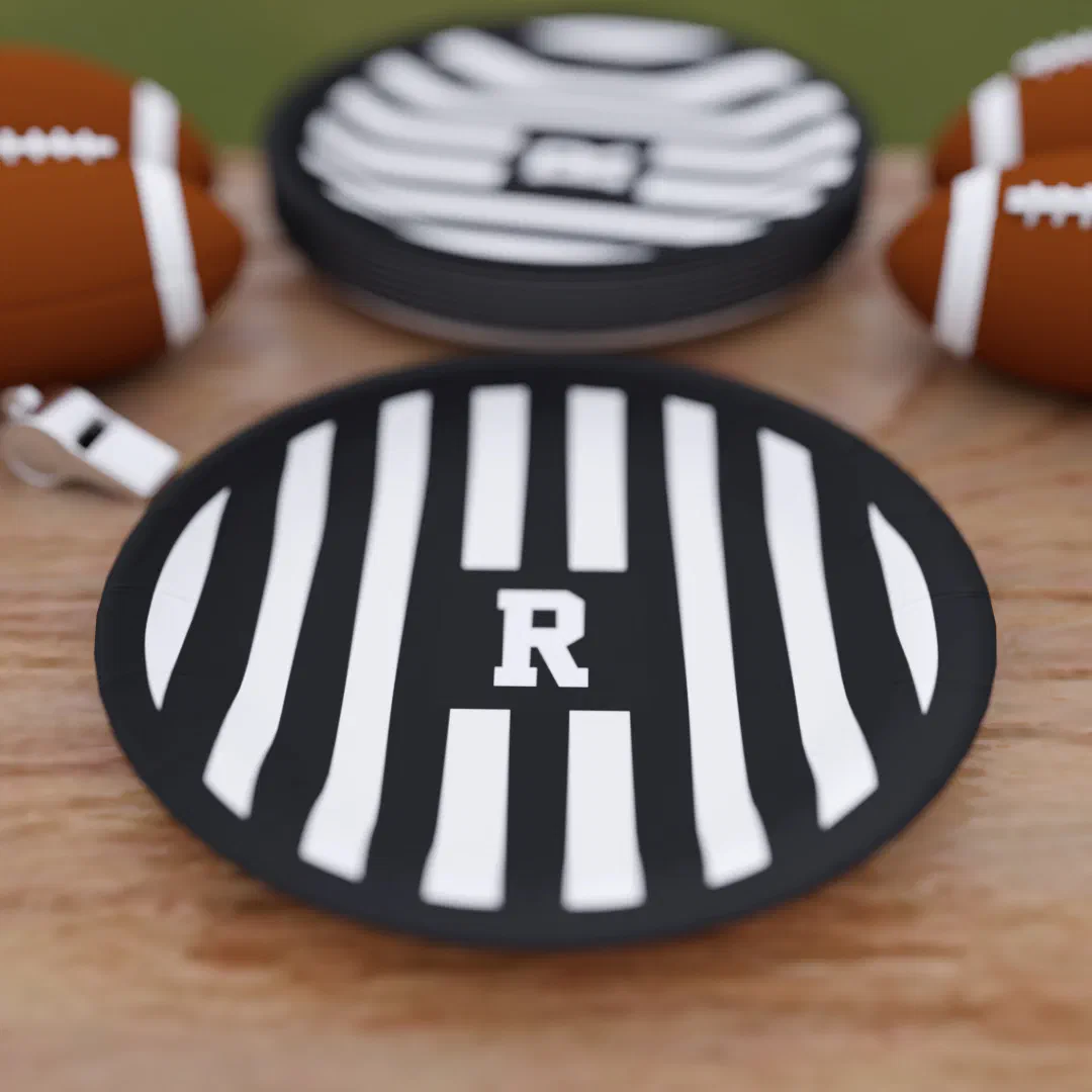 American Football Party Referee Stripe Paper Plate
