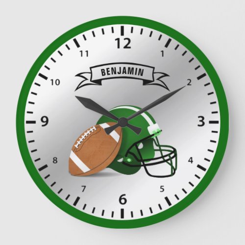 American Football Personalized Name Boys Room Large Clock