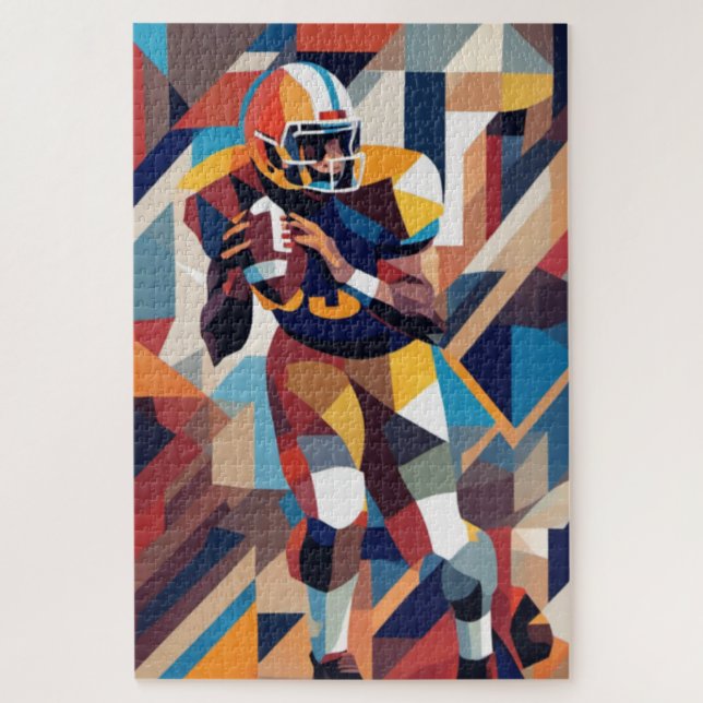 American Football Player Cubist Jigsaw Puzzle (Vertical)