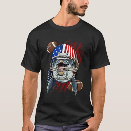 American Football Player Dolphin Us Patriotic Dolp T_Shirt
