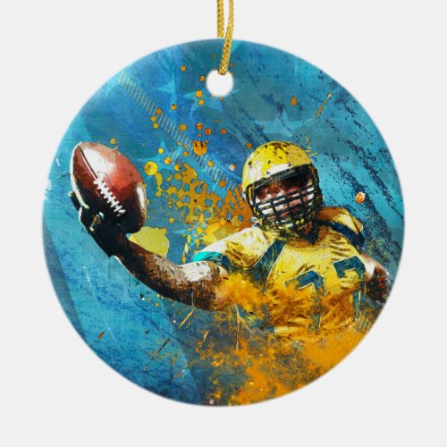 American Football player Grunge Abstract Ceramic Ornament