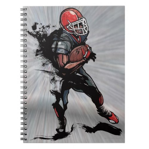 American football player holding football notebook