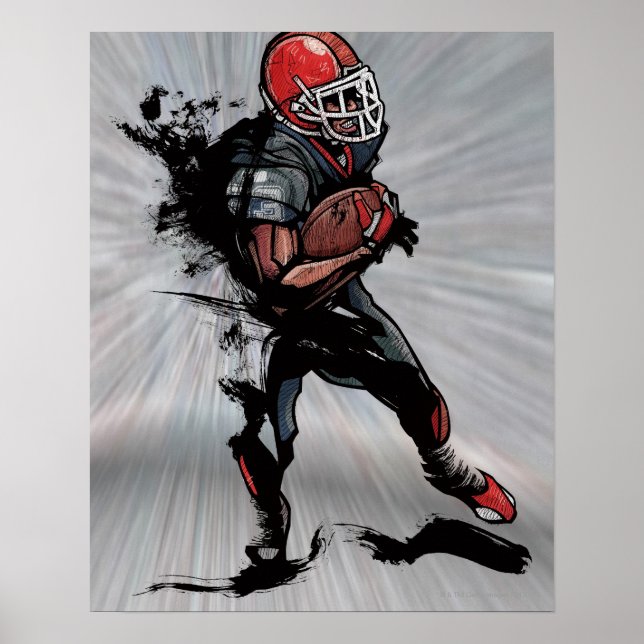 American football player holding football poster (Front)