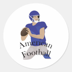 American football player in action classic round sticker