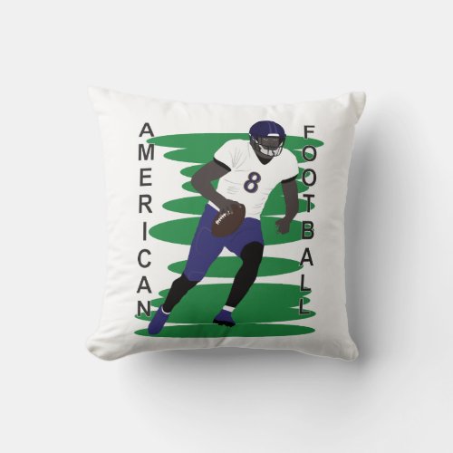 American football player in action throw pillow