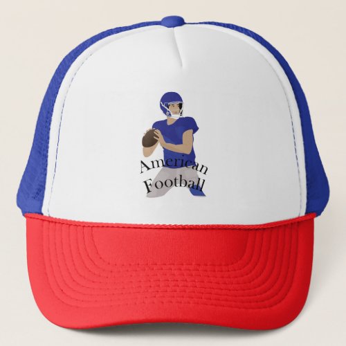 American football player in action trucker hat