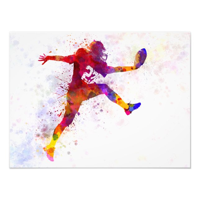 american football player man scoring touchdown photo print (Front)