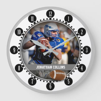 American Football Player | Name Photo Gifts Large Clock
