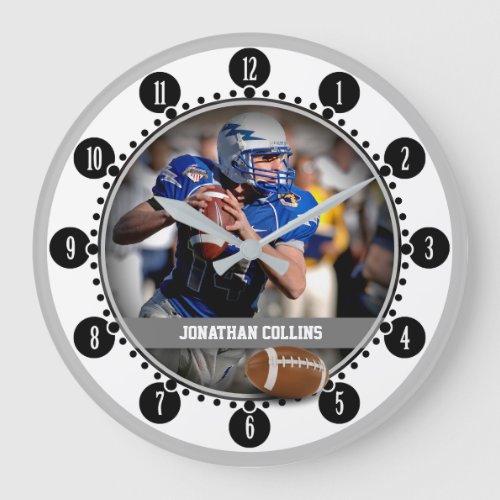 American Football Player  Name Photo Gifts Large Clock