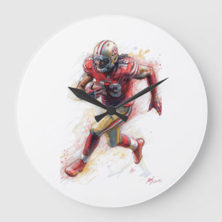 American Football Player Running with Ball Poster Large Clock