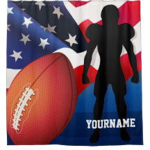 American Football Player Silhouette with US Flag