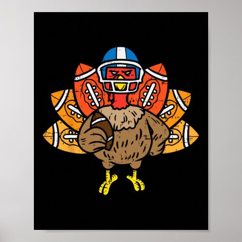 American Football Player Turkey Thanksgiving Day S Poster